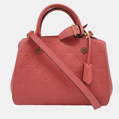 Pre-owned Louis Vuitton Monogram Empreinte Leather Bb Montaigne Handbag In Red