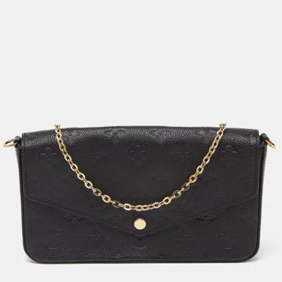 Pre-owned Louis Vuitton Monogram Empreinte Leather Felicie Pochette Bag In Black