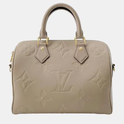Pre-owned Louis Vuitton Monogram Empreinte Leather Speedy Bandouliere Bag In Beige