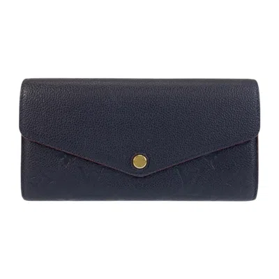 Pre-owned Louis Vuitton Monogram Empreinte Long Wallet (bi-fold) () In Blue