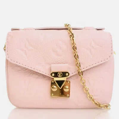 Pre-owned Louis Vuitton Monogram Empreinte Micro Pochette Metis In Pink