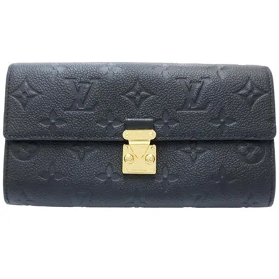 Pre-owned Louis Vuitton Monogram Empreinte Noir Leather Long Wallet (bi-fold) () In Black