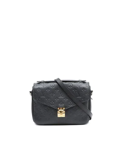 Pre-owned Louis Vuitton Monogram Empreinte Pochette Metis Bag In Black