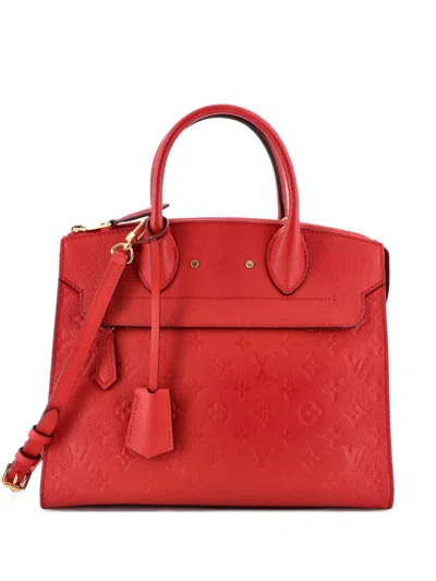 Pre-owned Louis Vuitton Monogram Empreinte Pont Neuf Handbag In Red
