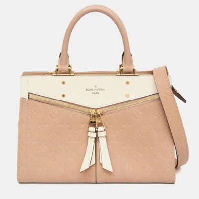Pre-owned Louis Vuitton Monogram Empreinte Three Pm Handbag Beige Rose Cream In Sand
