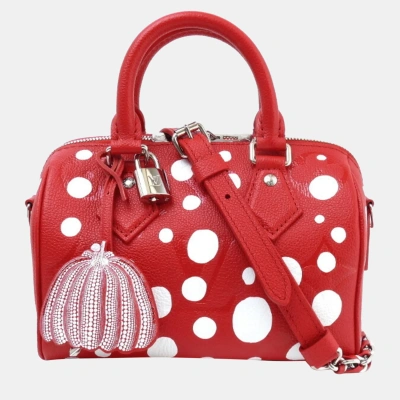 Pre-owned Louis Vuitton Monogram Empreinte Yayoi Kusama Red Speedy Bandouliere 20 Shoulder Bag
