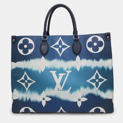 Pre-owned Louis Vuitton Monogram Escale On-the-go Gm Tote Bag Blue