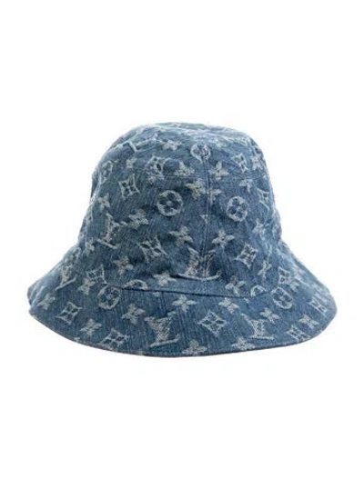 Pre-owned Louis Vuitton Monogram Essential Reversible Bucket Hat In Blue
