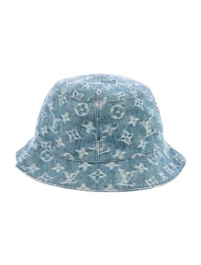 Pre-owned Louis Vuitton Monogram Essential Reversible Bucket Hat In Blue