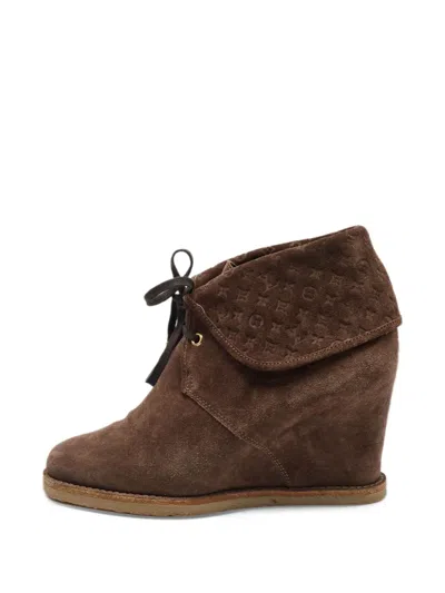 Pre-owned Louis Vuitton Monogram Fauvist Ankle Boots In Brown