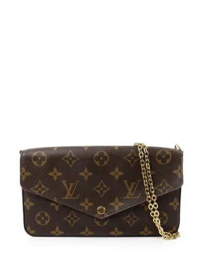 Pre-owned Louis Vuitton Monogram Felicie Pochette Shoulder Bag In Brown