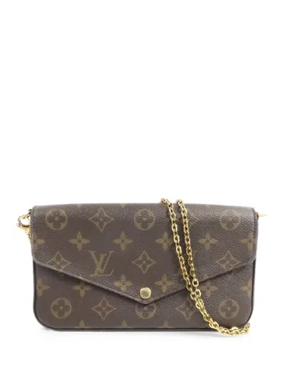 Pre-owned Louis Vuitton Monogram Felicie Pochette Shoulder Bag In Brown