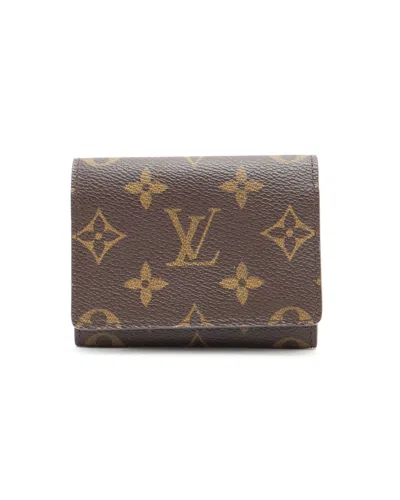 Pre-owned Louis Vuitton Monogram Flap Card Holder In Brown