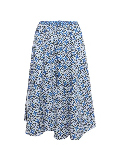 Pre-owned Louis Vuitton Monogram Flared Skirt In White