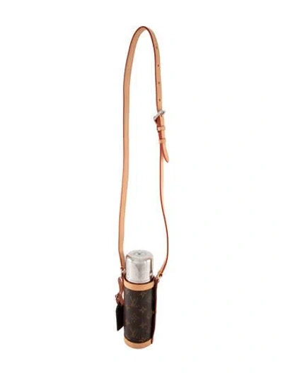 Pre-owned Louis Vuitton Monogram Flask & Holder Set In Brown