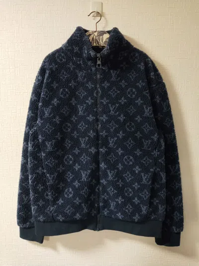 Pre-owned Louis Vuitton Monogram Fleece Zip Jacket In Navy
