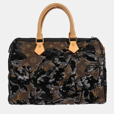 Pre-owned Louis Vuitton Monogram Fleur De Jais Speedy 30 Handbag In Brown