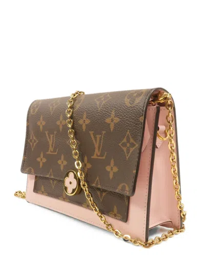 Pre-owned Louis Vuitton Monogram Flore Chain Wallet In Brown
