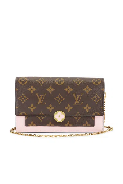 Pre-owned Louis Vuitton Monogram Flore Wallet On Chain In Brown