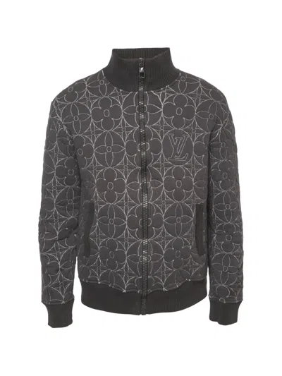 Pre-owned Louis Vuitton Monogram Flower Bomber Jacket In Grey