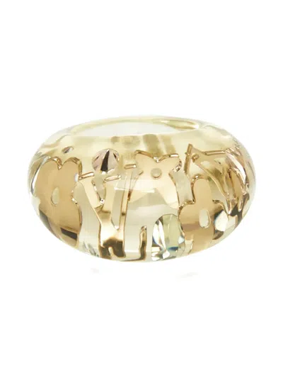 Pre-owned Louis Vuitton Monogram Flower Crystal Ring In Neutral