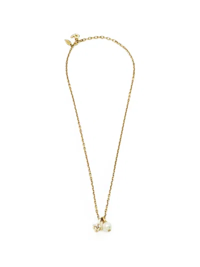 Pre-owned Louis Vuitton Monogram Flower Necklace In Gold
