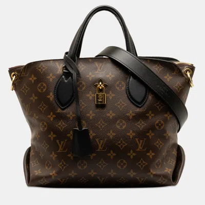 Pre-owned Louis Vuitton Monogram Flower Zipped Tote Pm In Brown