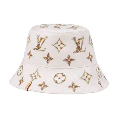 Louis Vuitton Monogram Flowers Bucket Hat In White