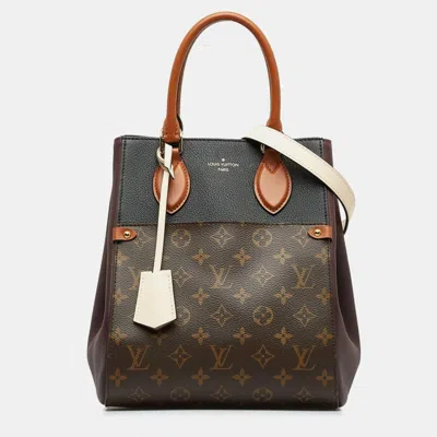 Pre-owned Louis Vuitton Monogram Fold Tote Mm Wine Red Pvc And Leather Shoulder Bag