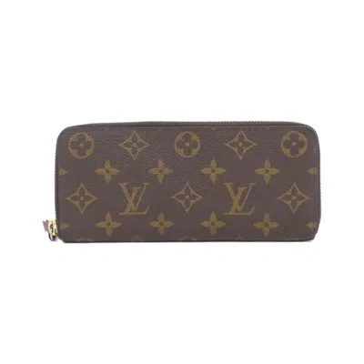 Pre-owned Louis Vuitton Monogram Fuchsia Marron Coated Canvas Long Wallet (bi-fold) ()