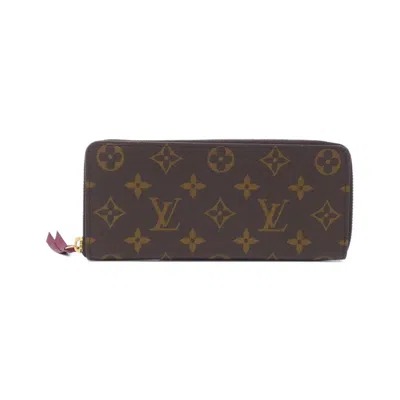 Pre-owned Louis Vuitton Monogram Fuchsia Marron Coated Canvas Long Wallet (bi-fold) ()