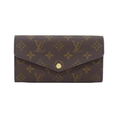 Pre-owned Louis Vuitton Monogram Fuchsia Marron Coated Canvas Long Wallet (bi-fold) ()