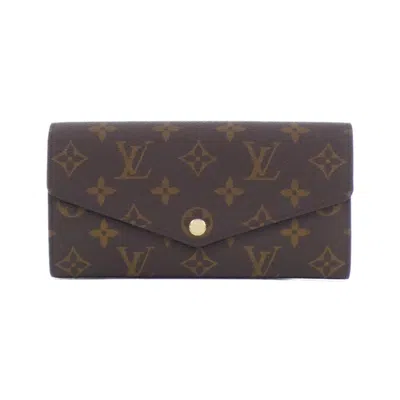 Pre-owned Louis Vuitton Monogram Fuchsia Marron Coated Canvas Long Wallet (bi-fold) ()