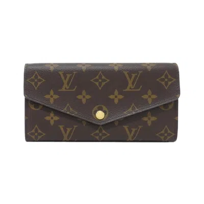 Pre-owned Louis Vuitton Monogram Fuchsia Marron Coated Canvas Long Wallet (bi-fold) () In Multi