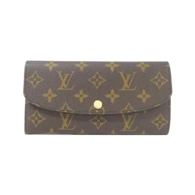 Pre-owned Louis Vuitton Monogram Fuchsia Marron Coated Canvas Long Wallet (bi-fold) () In Multi