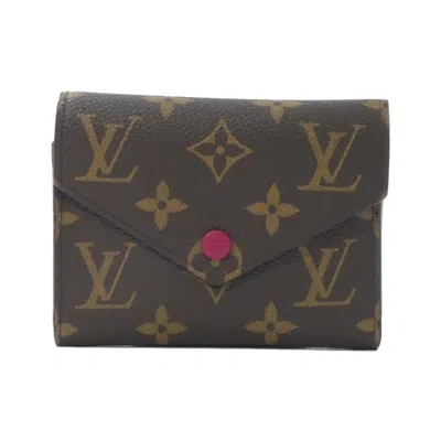 Pre-owned Louis Vuitton Monogram Fuchsia Marron Coated Canvas Wallet (tri-fold) () In Multi