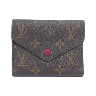Pre-owned Louis Vuitton Monogram Fuchsia Marron Coated Canvas Wallet (tri-fold) () In Multi