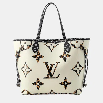 Pre-owned Louis Vuitton Monogram Giant Broderies Neverfull Mm Bag In Multicolor