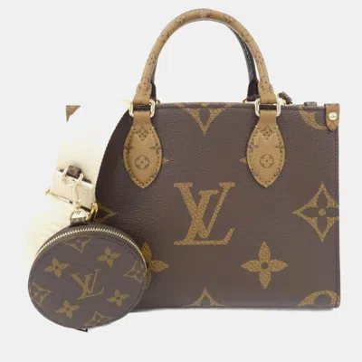 Pre-owned Louis Vuitton Monogram Giant Canvas And Leather Onthego Pm Tote Bag