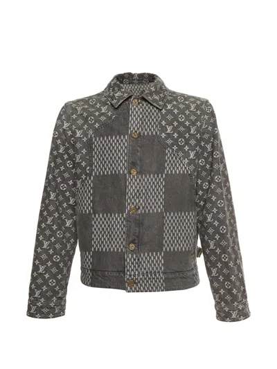 Pre-owned Louis Vuitton Monogram Giant Damier Denim Jacket In Gray
