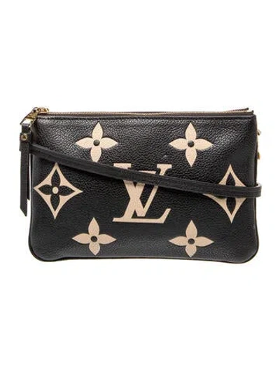 Pre-owned Louis Vuitton Monogram Giant Double Zip Pochette In Black