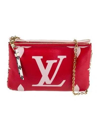 Pre-owned Louis Vuitton Monogram Giant Double Zip Pochette In Pink