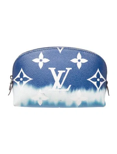 Pre-owned Louis Vuitton Monogram Giant Escale Cosmetic Pouch In Blue