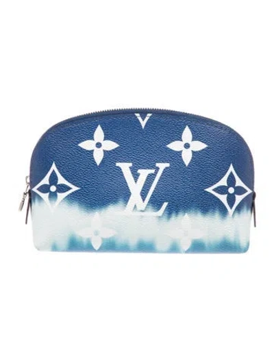 Pre-owned Louis Vuitton Monogram Giant Escale Cosmetic Pouch Pm In Blue