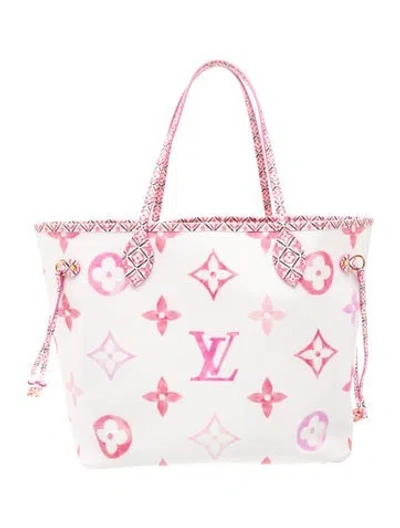 Pre-owned Louis Vuitton Monogram Giant Neverfull W/pouch Mm 2023 In White