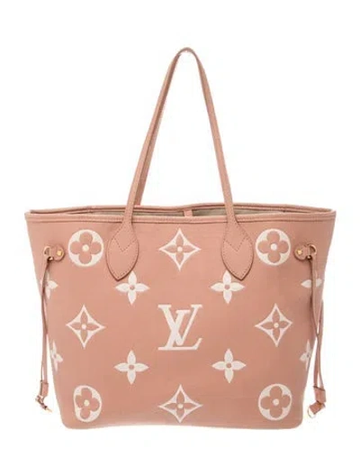 Pre-owned Louis Vuitton Monogram Giant Neverfull W/pouch Mm In Pink
