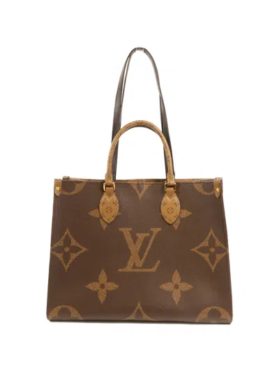 Pre-owned Louis Vuitton Monogram Giant On The Go Tote Bag In Brown