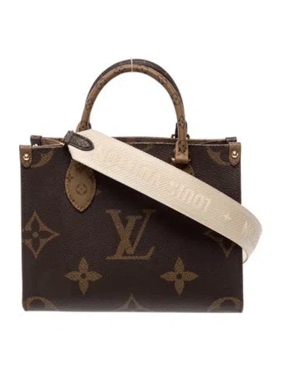 Pre-owned Louis Vuitton Monogram Giant Onthego Pm In Brown