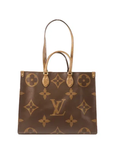 Pre-owned Louis Vuitton Monogram Giant Onthego Tote Bag In Brown