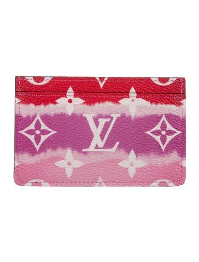 Pre-owned Louis Vuitton Monogram Giant Pattern Coated Canvas Card Case In Pink/red